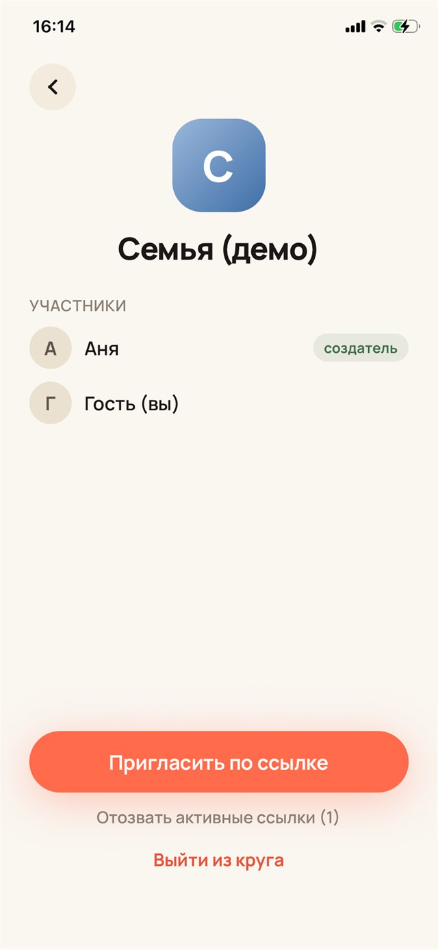 Экран круга с участниками